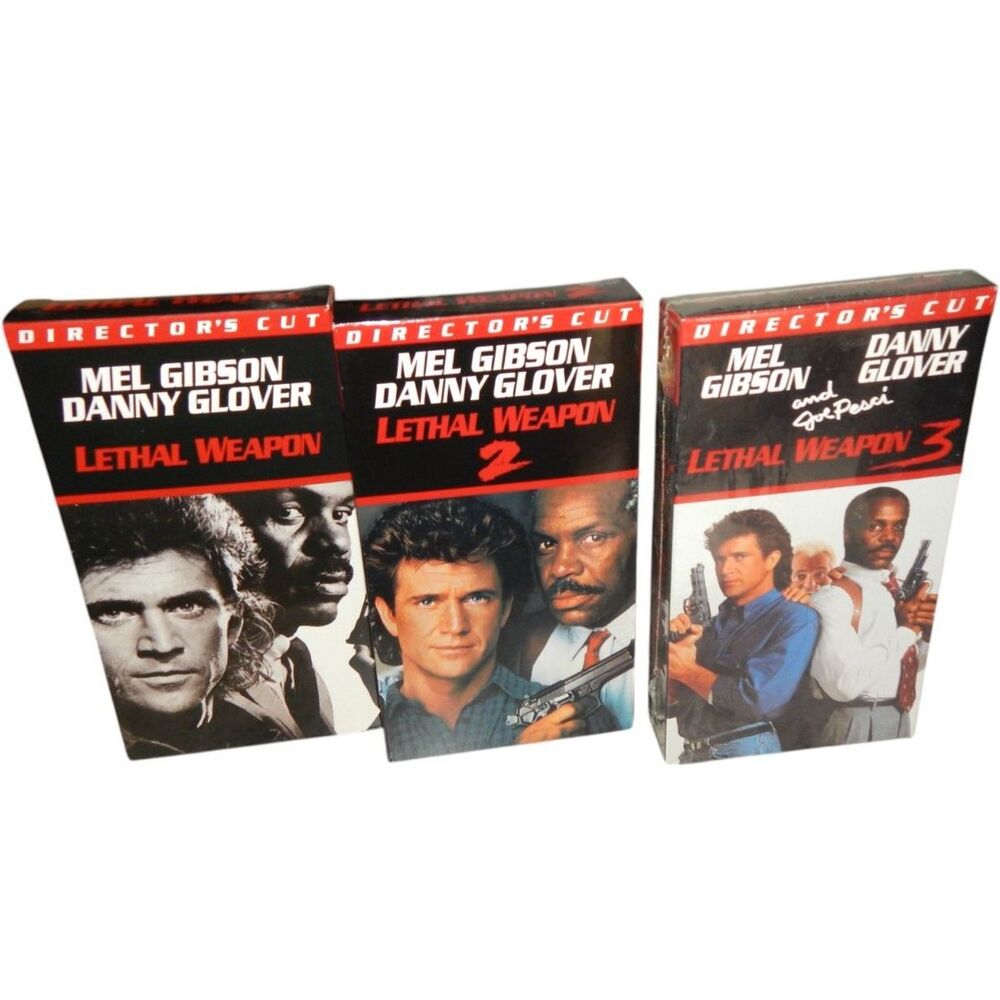 LETHAL WEAPON 1-3 Director's Cut 3pc bundle VHS tapes in original paper cases